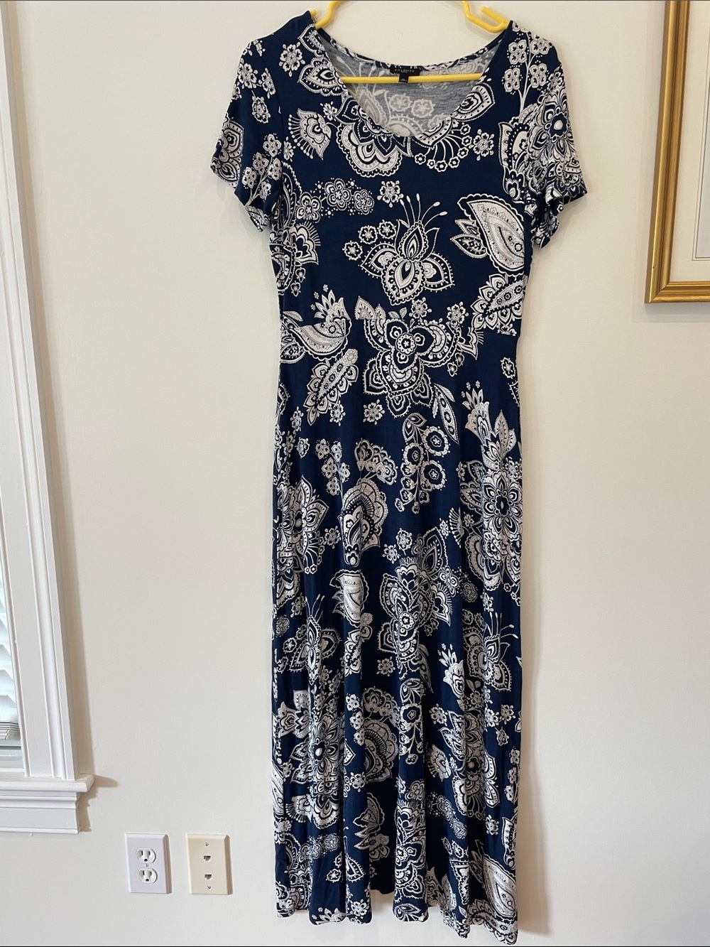Talbots navy and white maxi dress